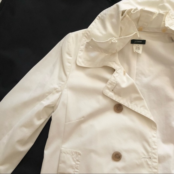 J.Crew Washed Ruffle-collar Trench in White - Picture 3 of 8